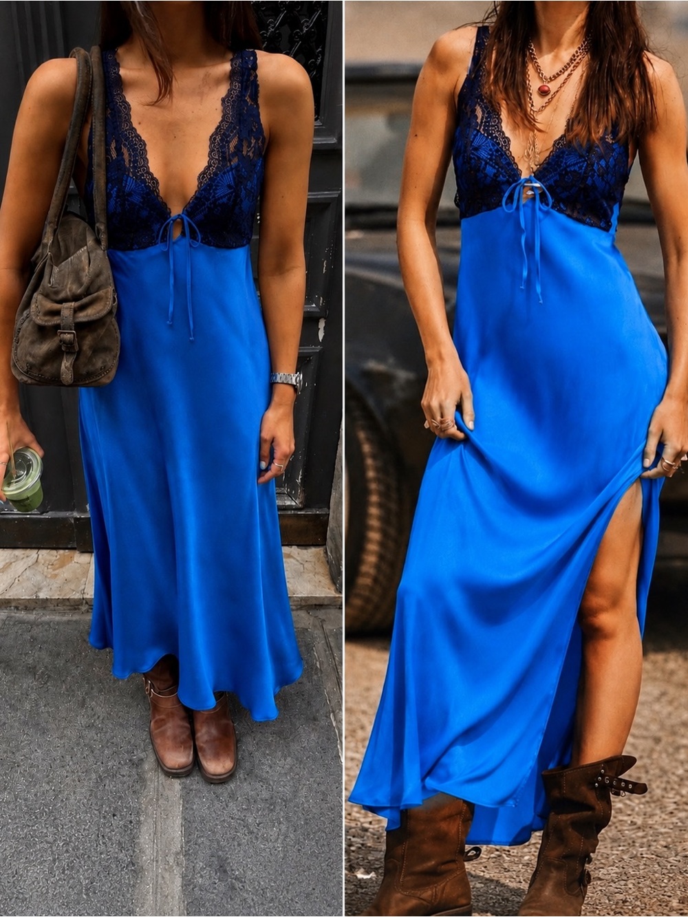NWOT Free People Countryside Maxi Slip Dress in Campanula Combo sz M - Picture 1 of 11